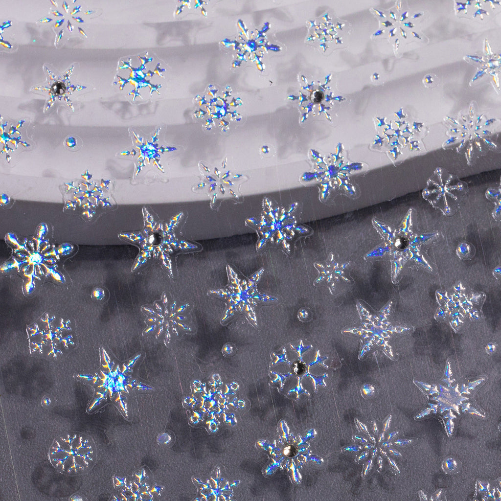 Silver Snowflake Nail Art