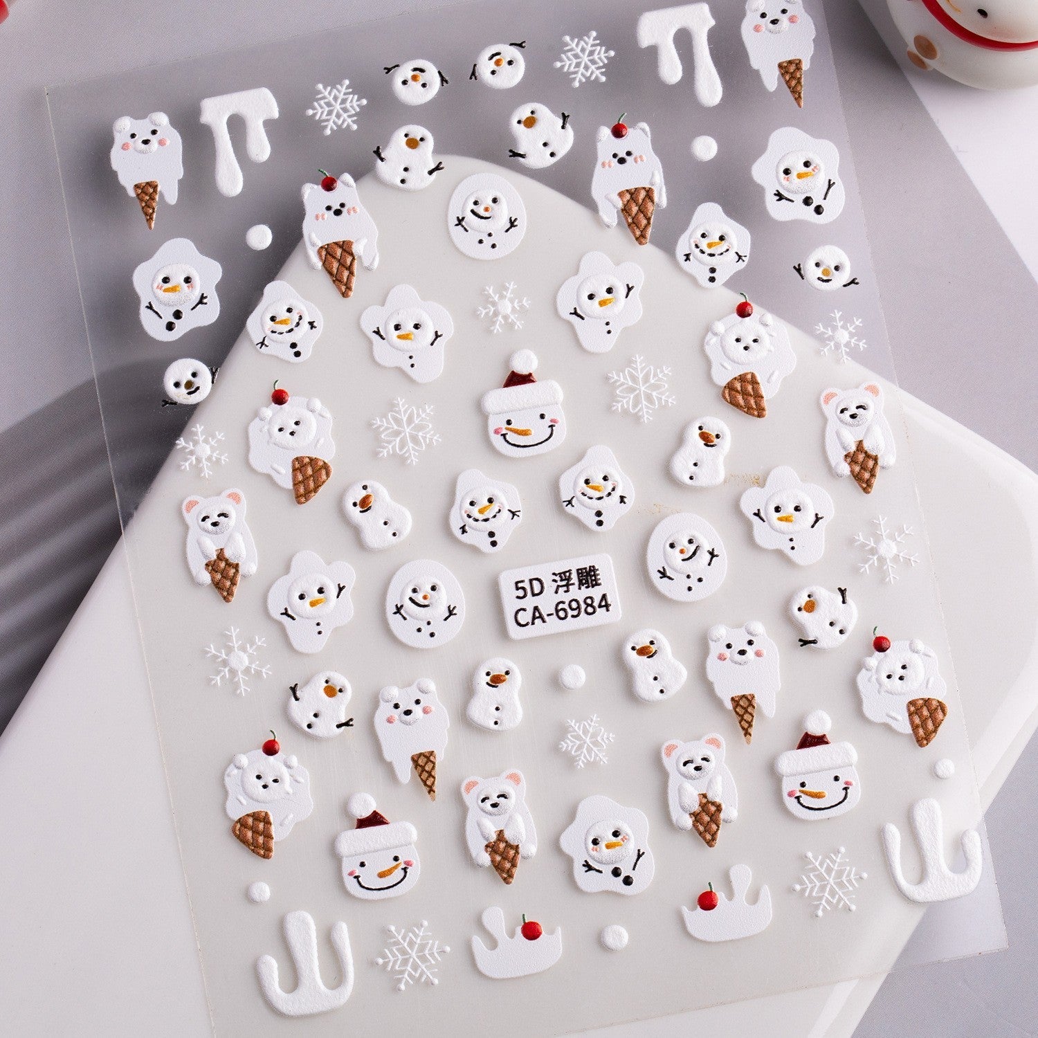 Christmas Snowman Nail Art