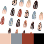 Brown Metallic Art Nails with Modern Abstract Details – Image 4