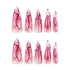 Repeatable wearable Halloween manicure French long pointed red flame smudge 365nails – Image 5
