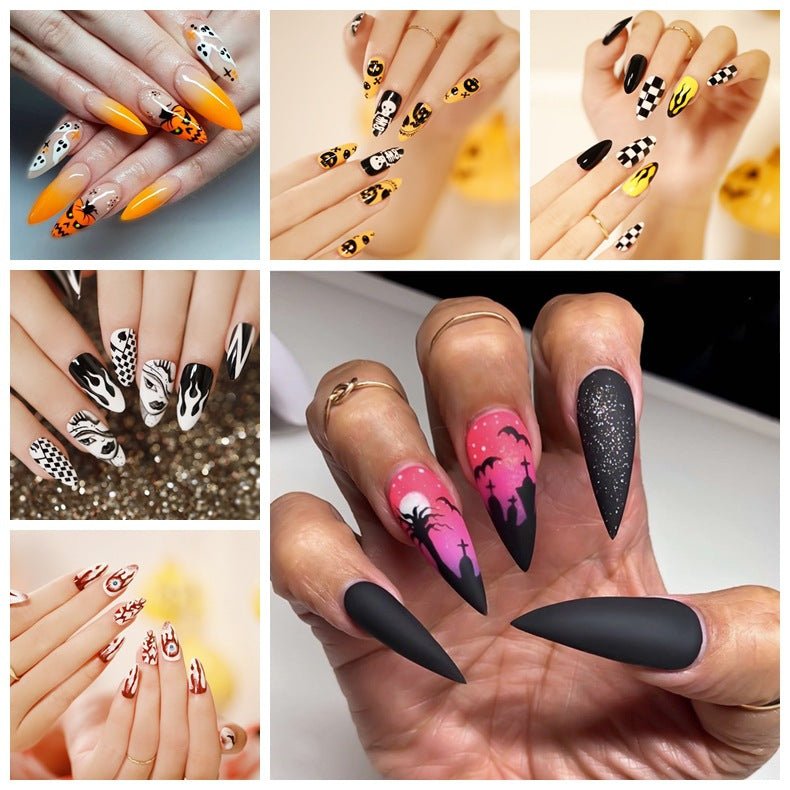 Halloween pointed nail collection press on nail nail patch nail piece fake nail wear nail art finished product 365nails