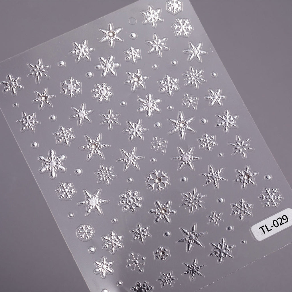 Silver Snowflake Nail Art