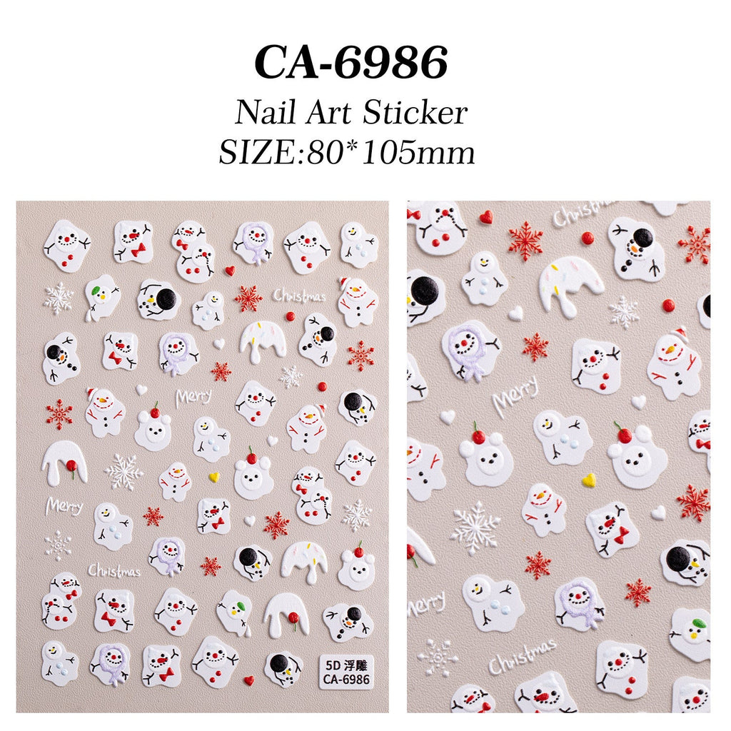 Christmas Snowman Nail Art