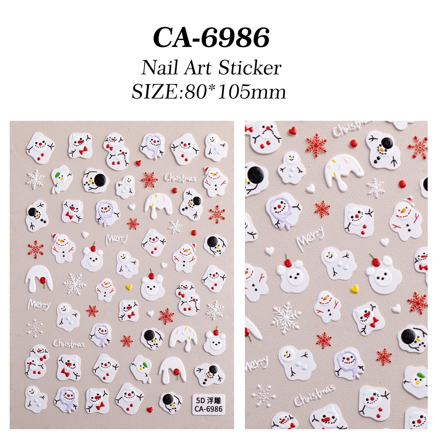 Christmas Snowman Nail Art
