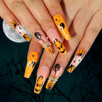 Nail Piece Wear Nail Halloween Nail Art Spider Rhinestone Spider Web White Ghost Pumpkin Press on nails 365nails