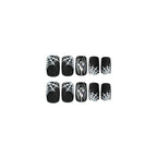 Nail Piece Wearing Nail Halloween Nail Art Black Frosted White Spider Web Rhinestone Nail Art Piece Removable nail – Image 8