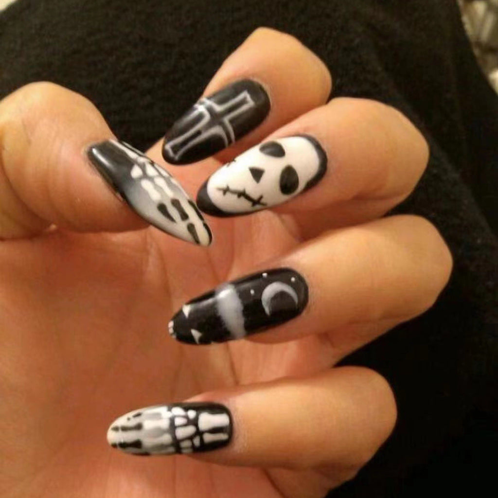 Halloween Round Nail Collection Press on nails Art Finished Products Press on Nails Fake Nails Nail Art Patches – Image 6