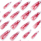 Repeatable wearable Halloween manicure French long pointed red flame smudge 365nails – Image 4