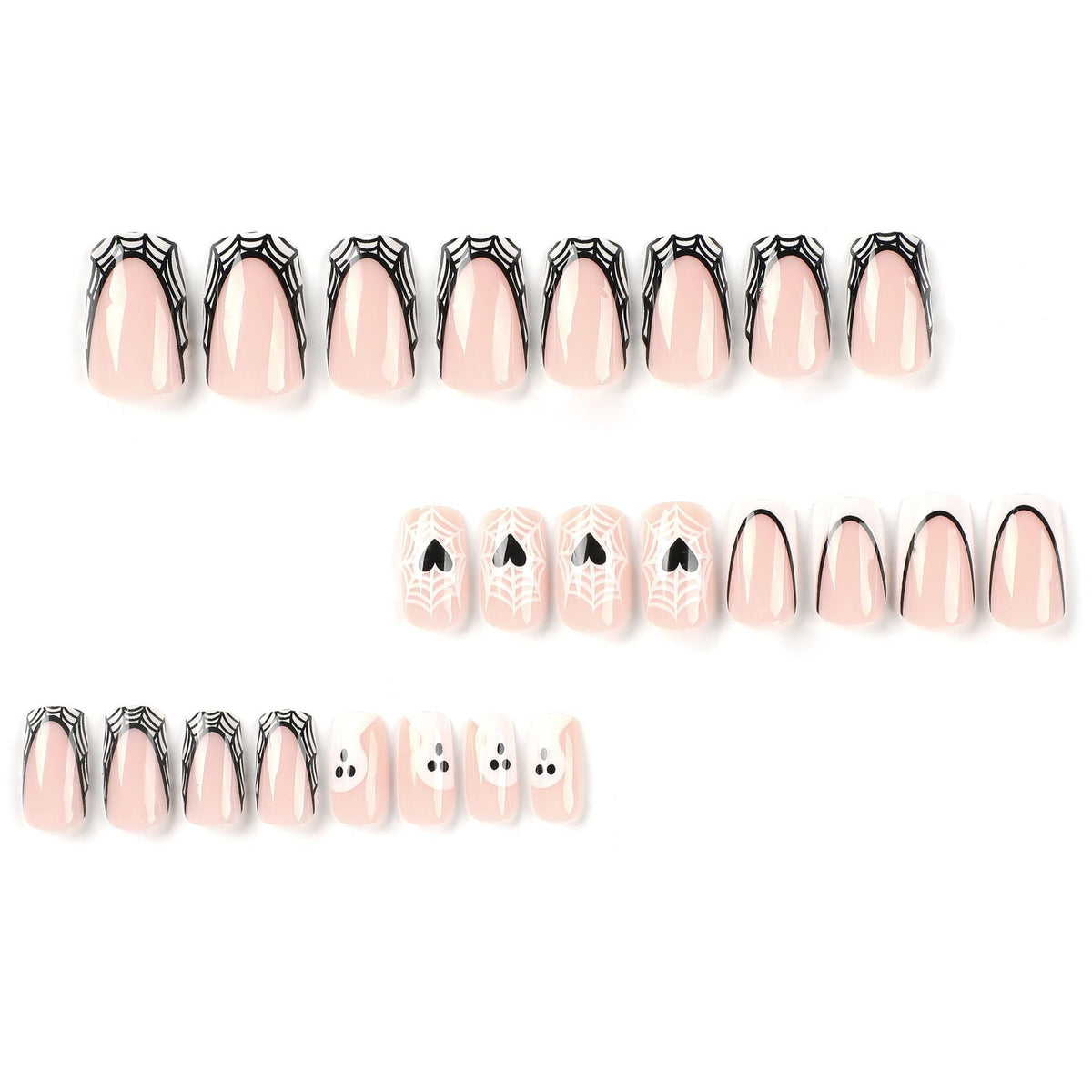 Nail Patch Wear Nail Halloween Nail Art White French Black Edge Ghost Love Cobweb Wear Nail Art 365nails – Image 7