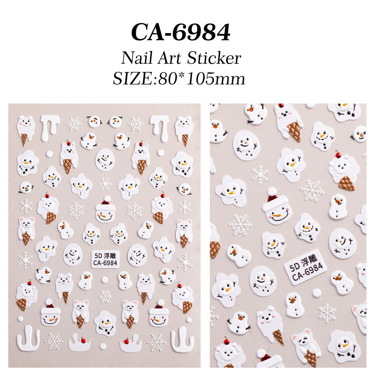 Christmas Snowman Nail Art