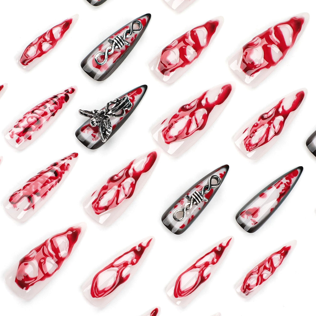 Halloween extra long pointed nail art, hot-selling angels in Europe and America, wearing nail 3D smudging fake – Image 4