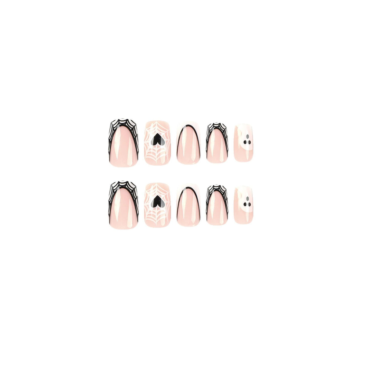 Nail Patch Wear Nail Halloween Nail Art White French Black Edge Ghost Love Cobweb Wear Nail Art 365nails – Image 8