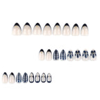 Navy Petal Accent Nails with Soft Nude Contrast – Image 2