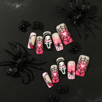 Nail piece Wear nail Halloween nail art pink gradual change love pumpkin spider web skeleton press on nails – Image 2