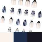 Navy Petal Accent Nails with Soft Nude Contrast – Image 4
