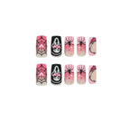 Nail piece Wear nail Halloween nail art pink gradual change love pumpkin spider web skeleton press on nails – Image 5
