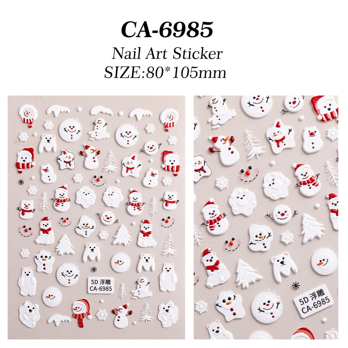 Christmas Snowman Nail Art
