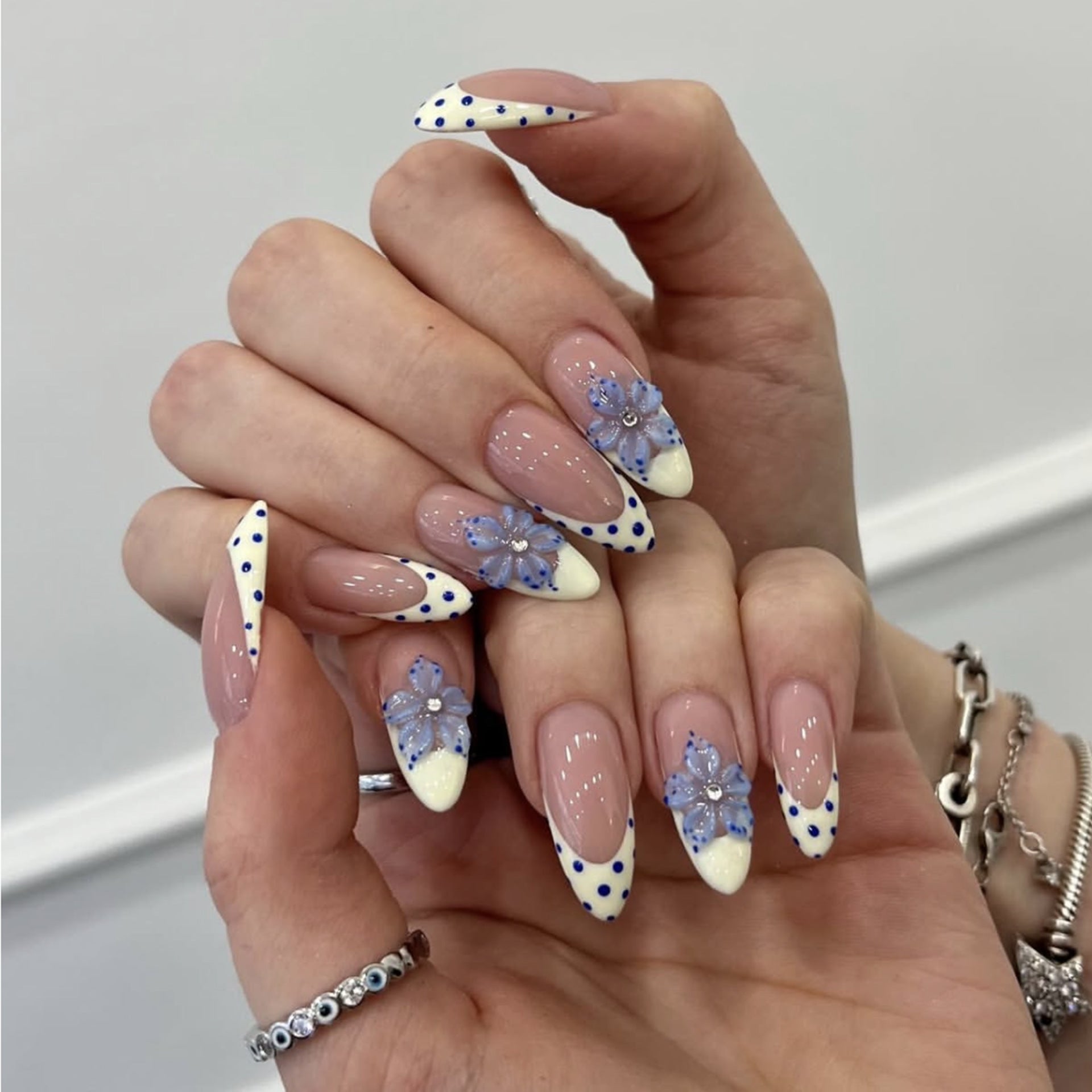 Blue Floral Polka