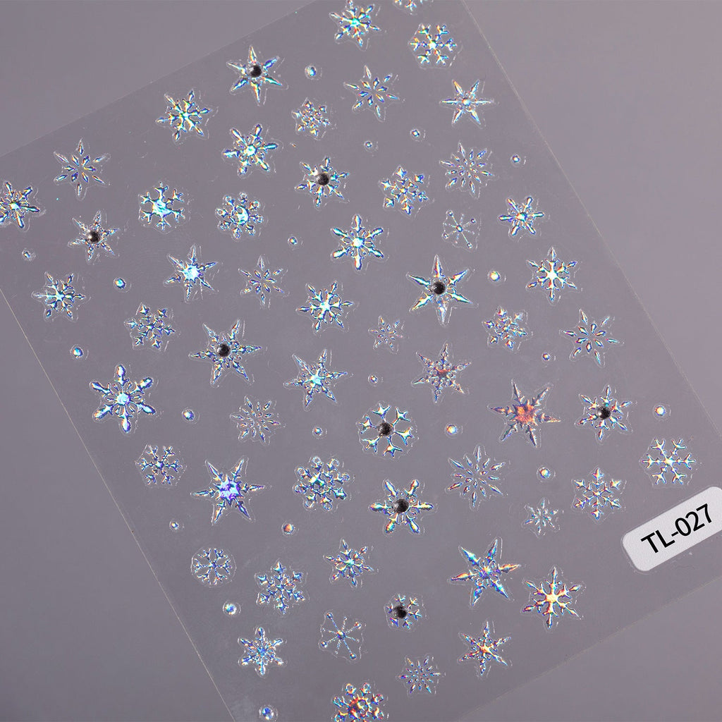 Silver Snowflake Nail Art