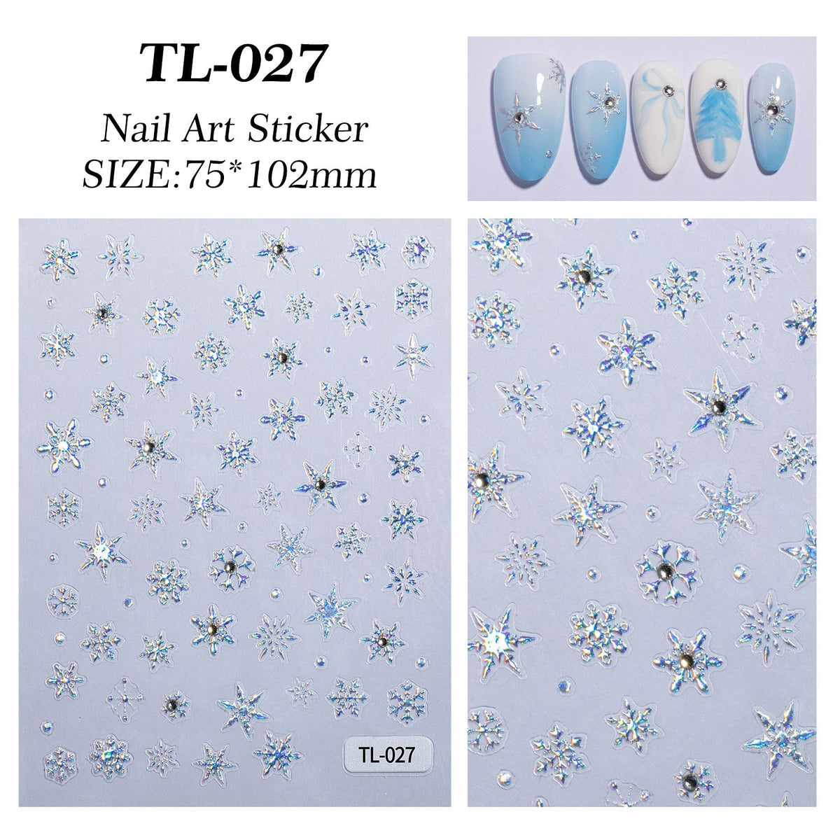 Silver Snowflake Nail Art