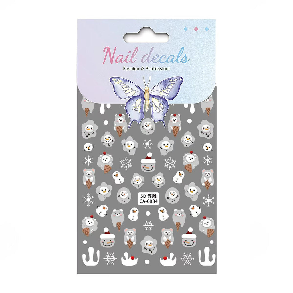 Christmas Snowman Nail Art