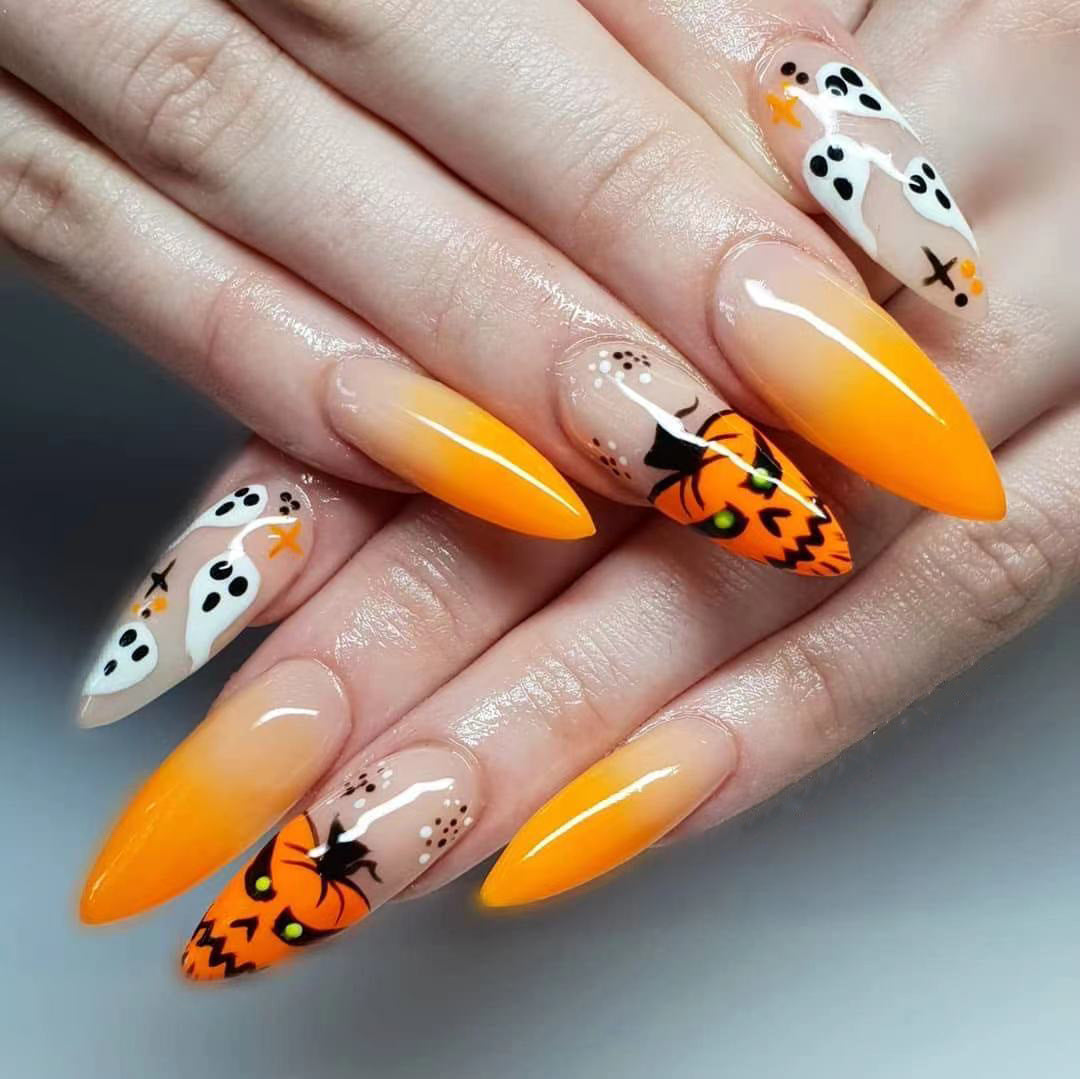 Halloween pointed nail collection press on nail nail patch nail piece fake nail wear nail art finished product – Image 2