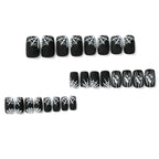 Nail Piece Wearing Nail Halloween Nail Art Black Frosted White Spider Web Rhinestone Nail Art Piece Removable nail – Image 7