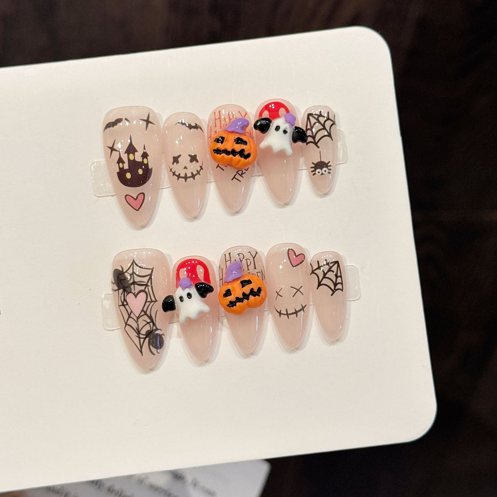 Halloween Ghost Pumpkin Web Cute Spooky Festive Press On Nails – Image 5