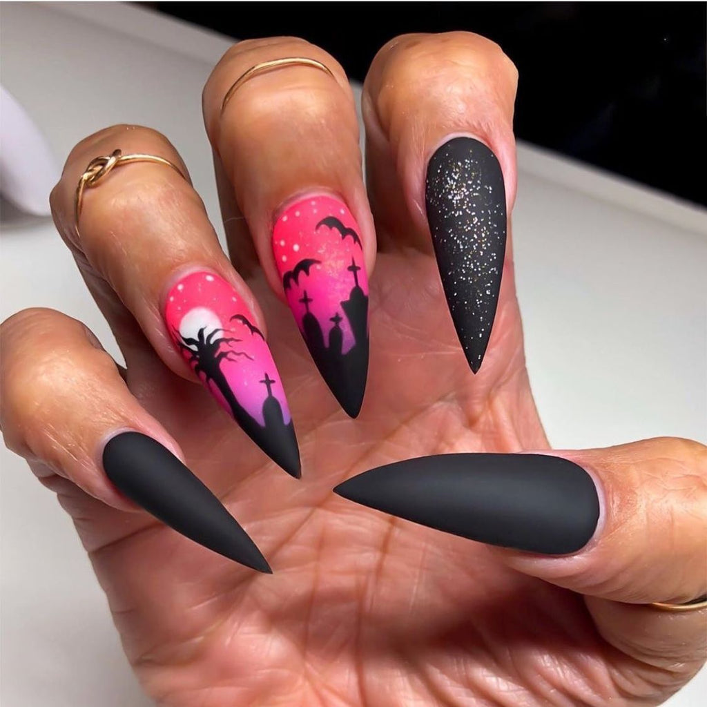 Halloween pointed nail collection press on nail nail patch nail piece fake nail wear nail art finished product – Image 3